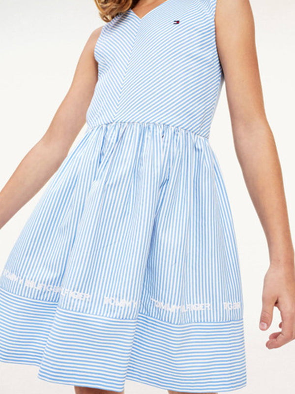 Stripe V-Neck Dress Blue Stripe/Calm Blue / 10