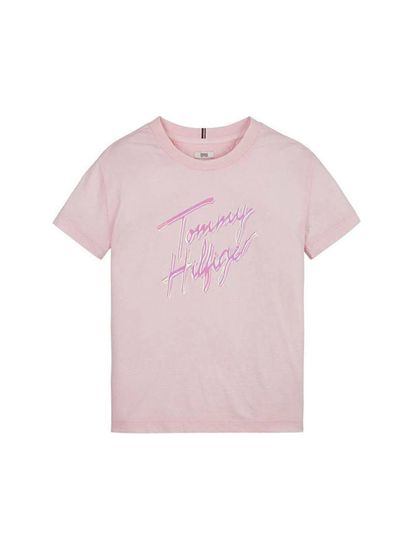 Script Print Tee S/S Pink Breeze / 10