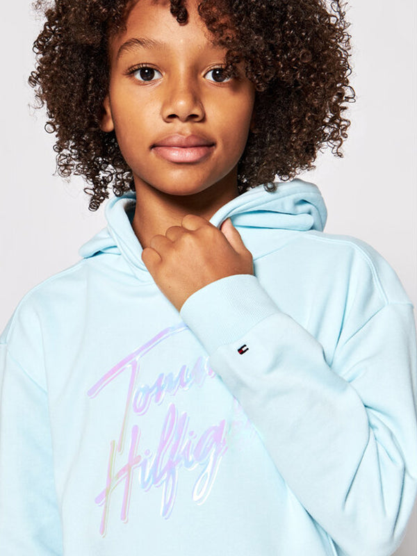 Script Print Hoodie Frost Blue / 10