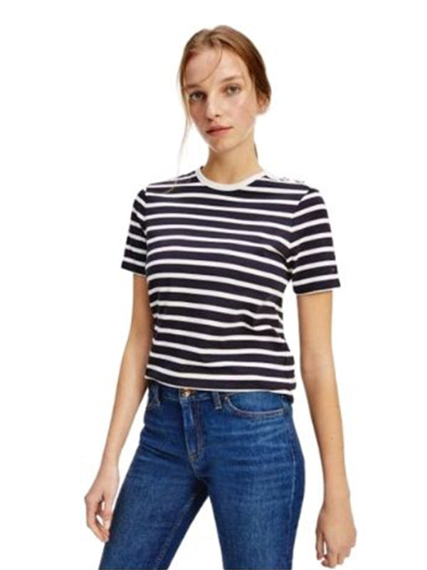 Regular Button C-Nk Classic Breton Stp/ Dsrt Sky/ Wht / L