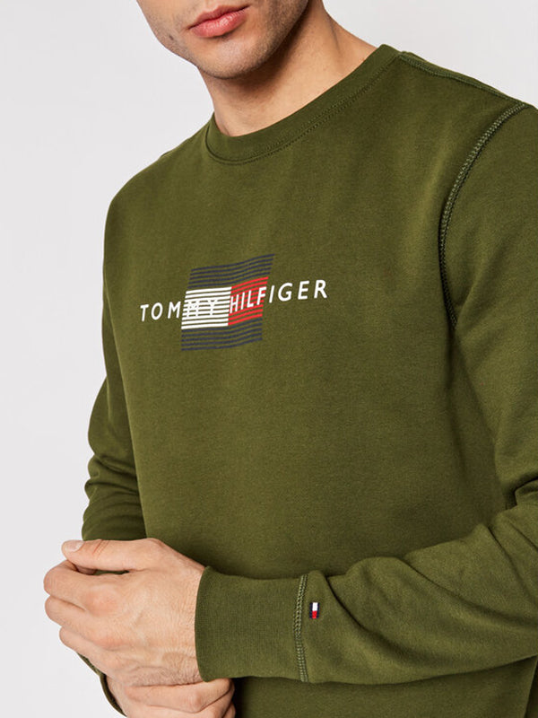 Four Flags Crewneck Olivewood / L