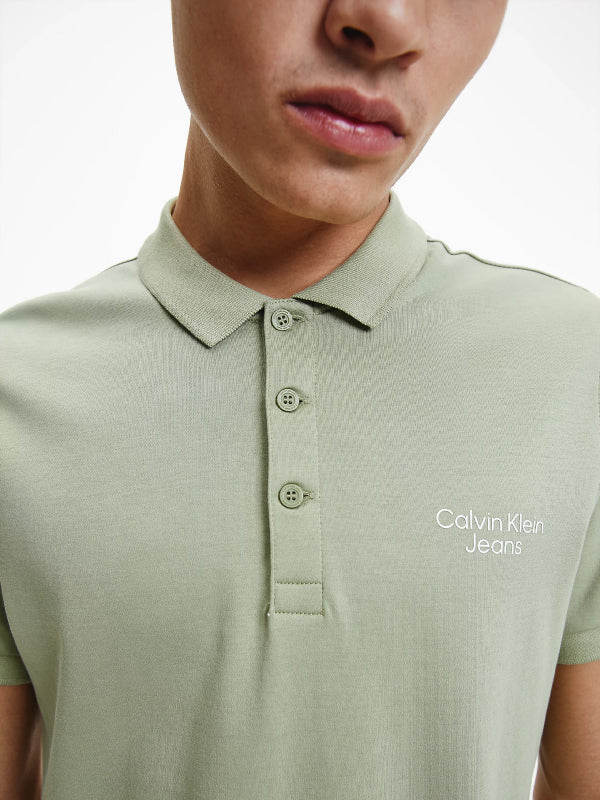 Stacked Logo Polo Faded Olive / L