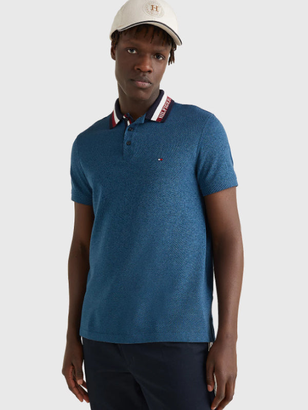 Collar Logo Mouline Regular Polo Blue Dock / L