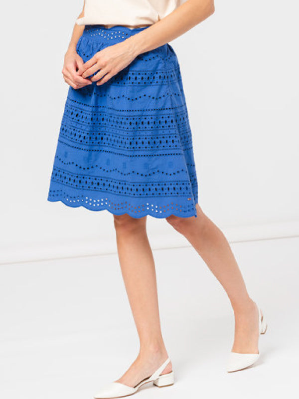 Broderie Shift Knee Skirt Verona Blue / 42