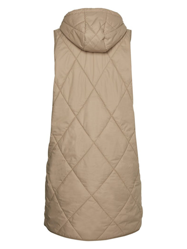 Lw Sorona Quilted Long Vest Beige / L