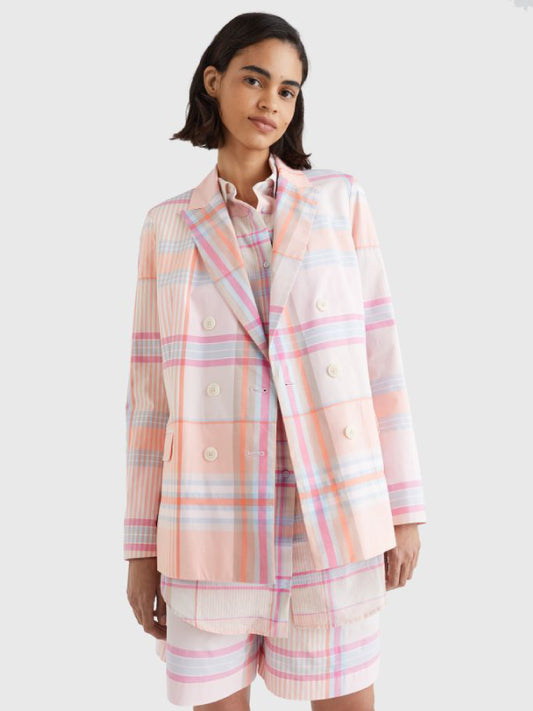 Cotton Madras Check Db Blazer Lg Madras/ Sunset Peach / 42