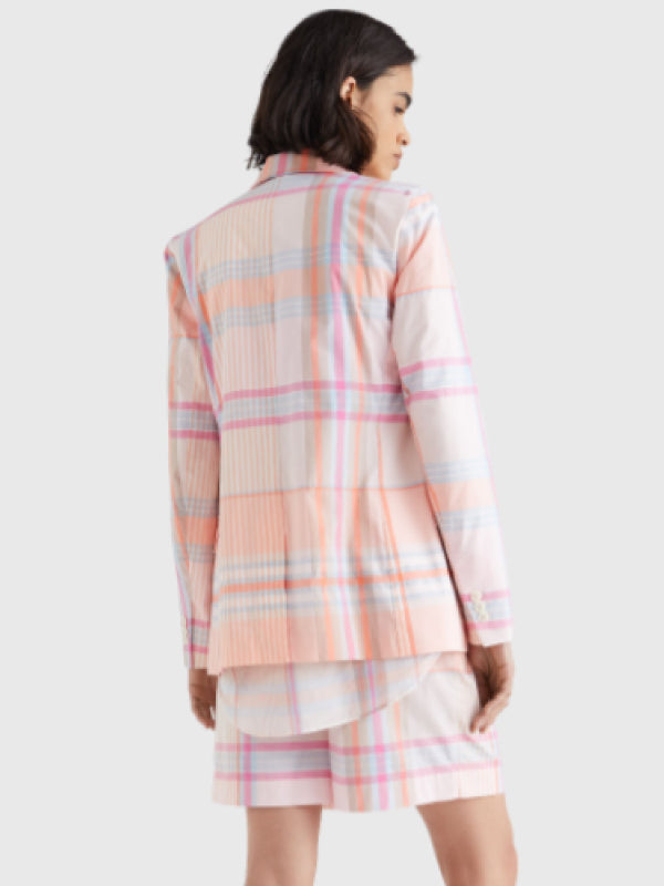 Cotton Madras Check Db Blazer Lg Madras/ Sunset Peach / 42