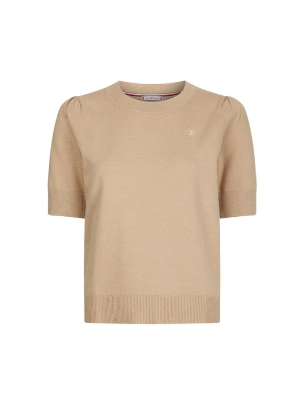 Soft C-Nk Puff Shoulder Sweater Beige / L