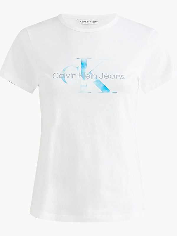 Aqua Monogram Slim Tee Bright White / L