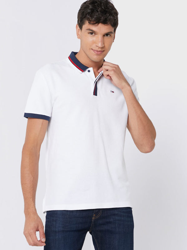 Tjm Tipped Honeycomb Polo White / L