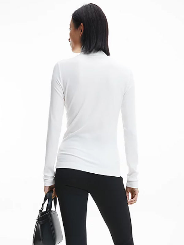 Modal Rib Roll Neck Top Ecru / L