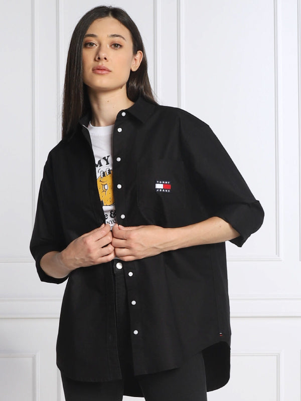 Tjw Badge Boyfriend Shirt Black / L