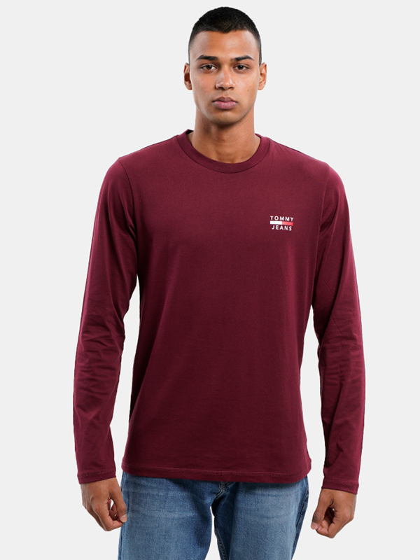 Tjm Ls Chest Logo Tee Deep Rouge / L