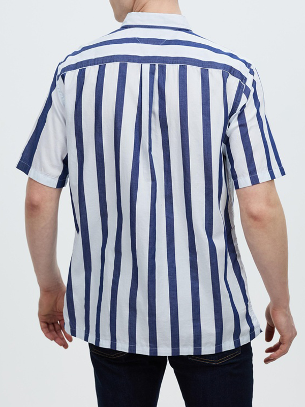 Blown Up Stripe Cf Shirt S/S Dark Navy / Multi / L