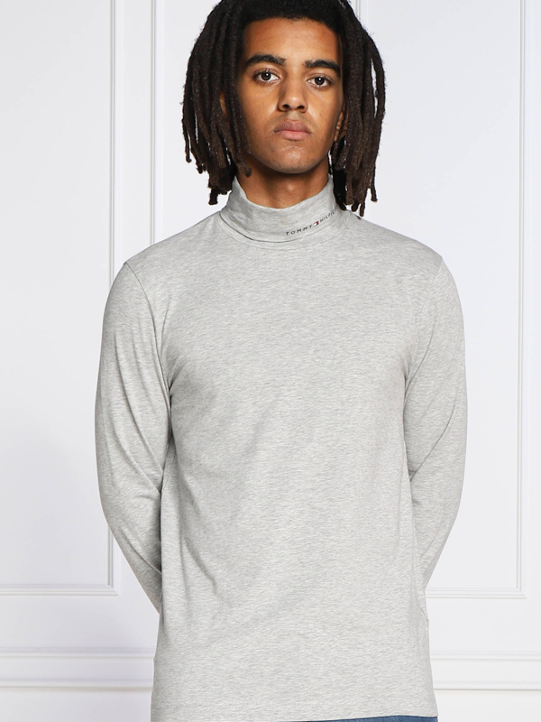 Roll Neck Tommy Logo Ls Tee Light Grey Heather / L