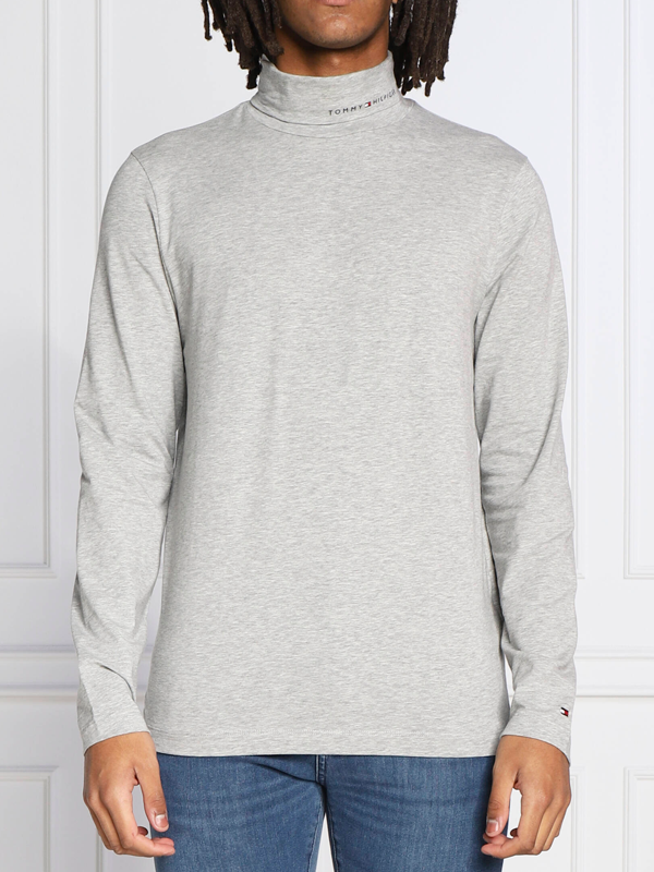 Roll Neck Tommy Logo Ls Tee Light Grey Heather / L