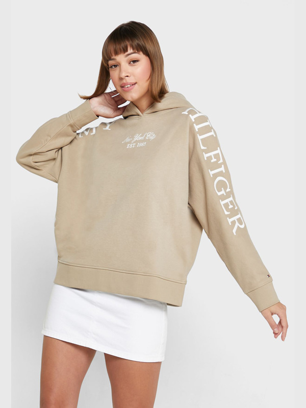 Rlxd Arched Hilfiger Hoodie Beige / L