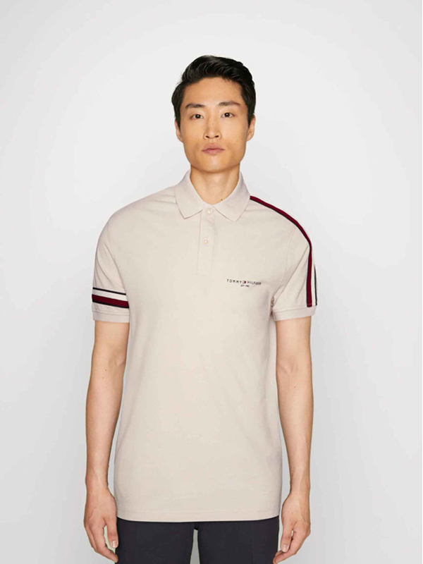 Global Stripe Sleeve Reg Polo Feather White / L