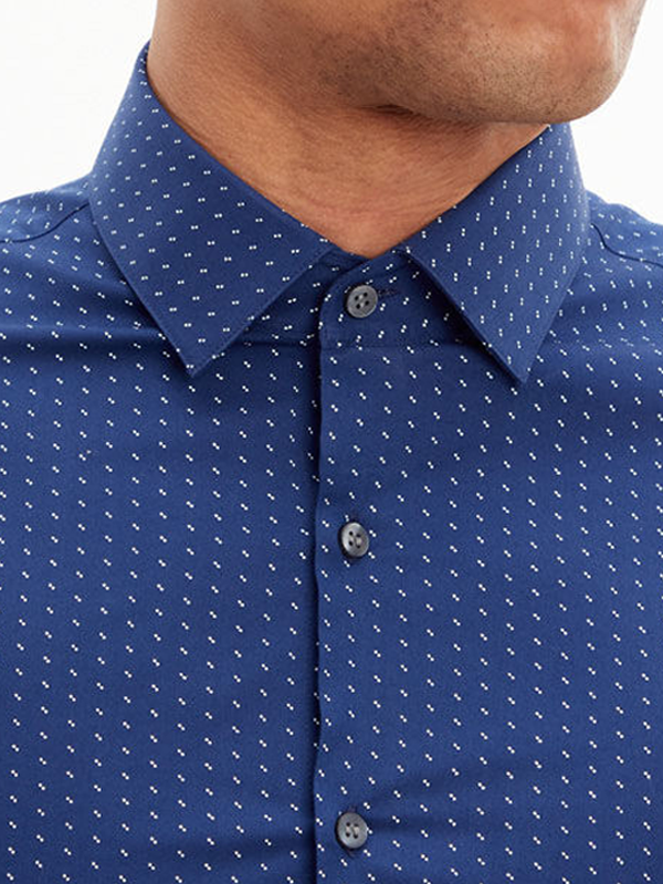 Minimal Dot Print Slim Shirt Navy / 42