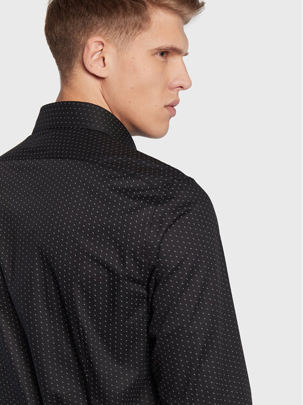 Minimal Dot Print Slim Shirt Black / 42