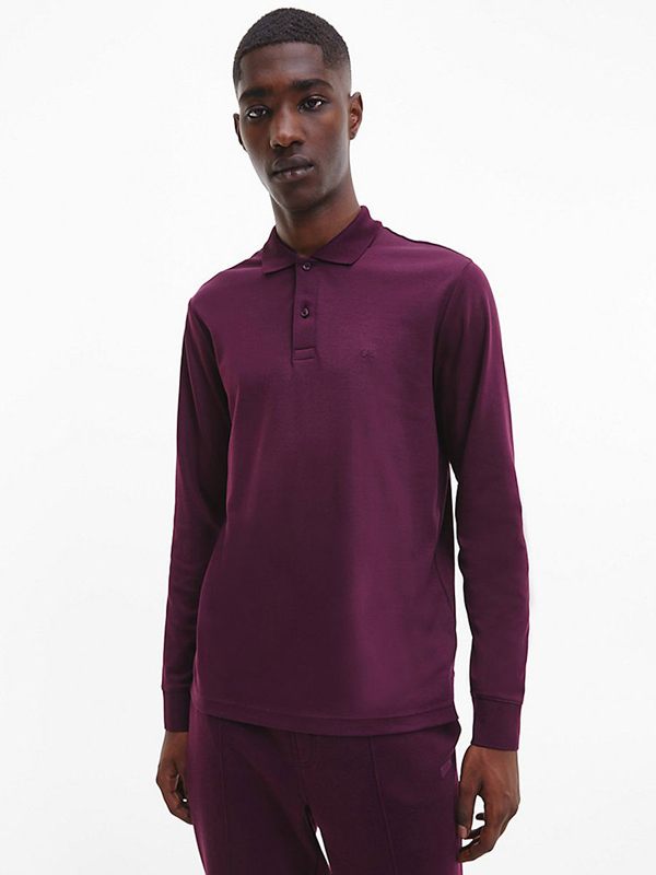 Smooth Cotton Slim Ls Polo Passion Plum / L