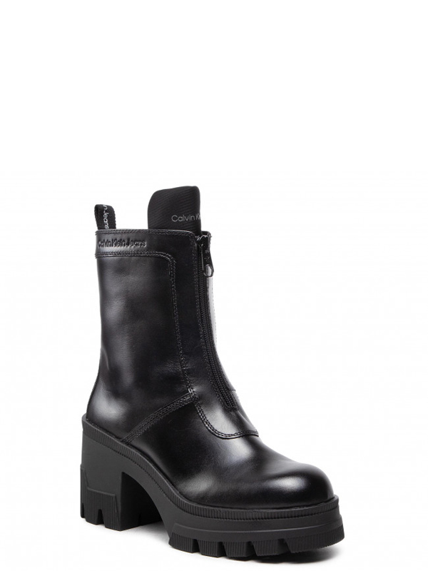 Chunky Heeled Boot W/Zip Black / 41