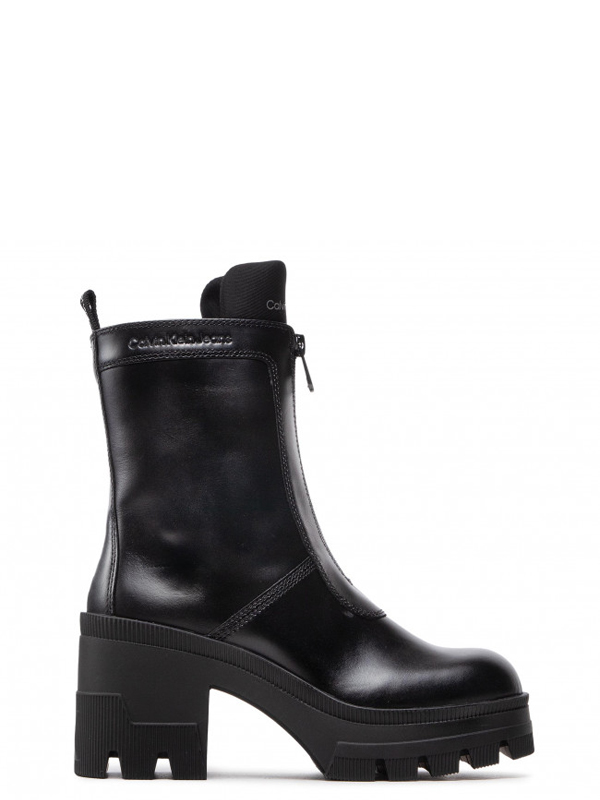 Chunky Heeled Boot W/Zip Black / 41