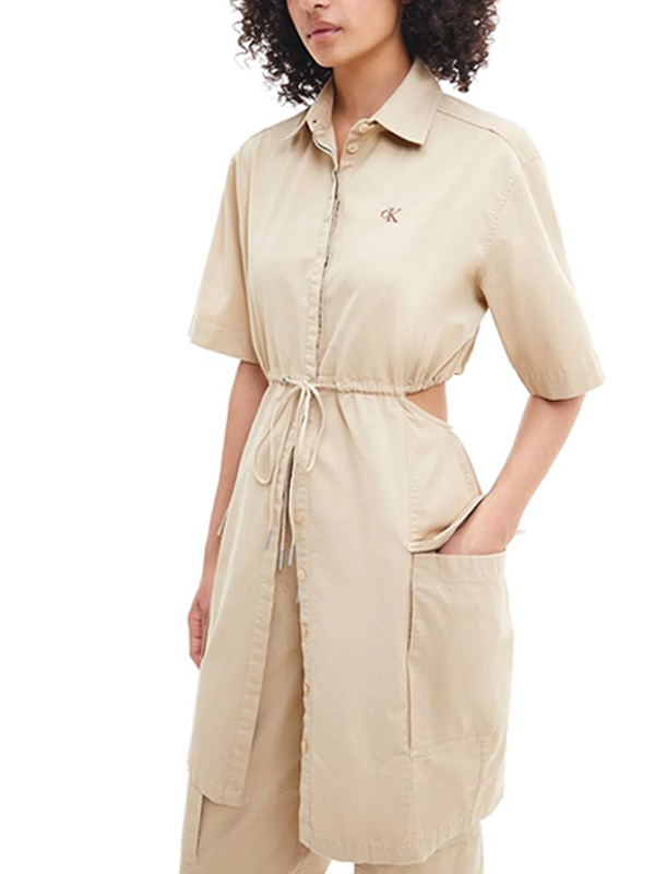 Archival Cut Out Shirt Dress Travertine / L