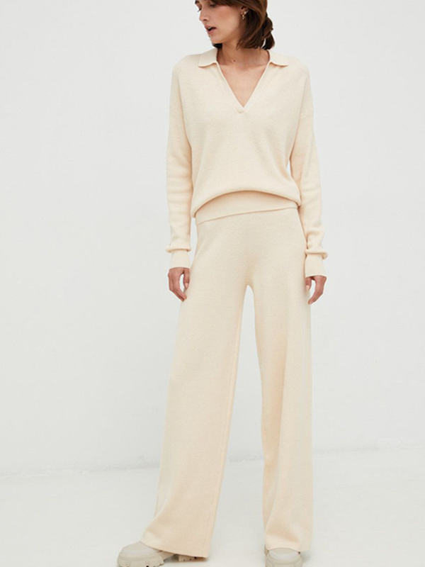 Rib Wide Leg Pant Tuscan Beige / L