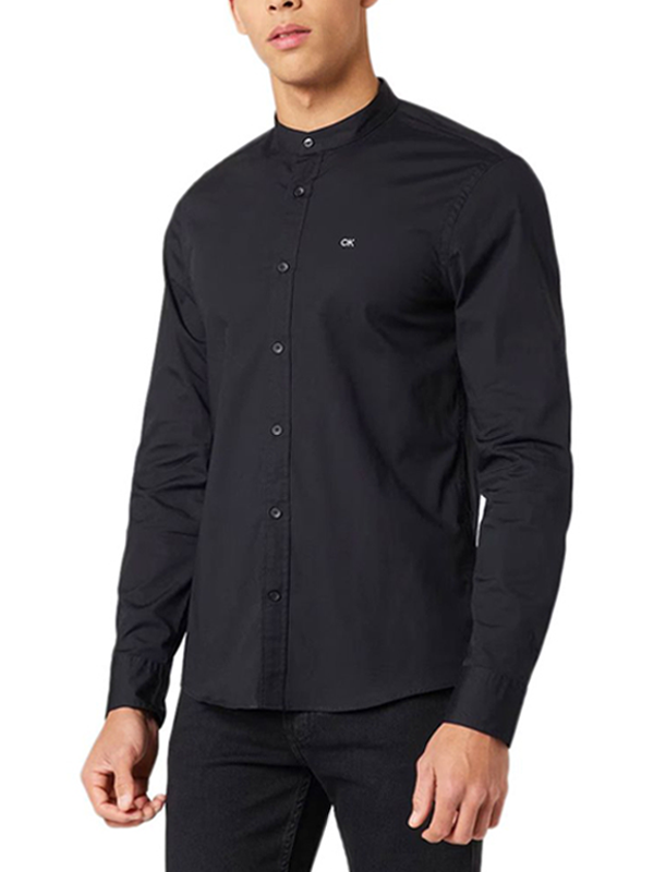 Stretch Poplin Stand Up Collar Ck Black / L