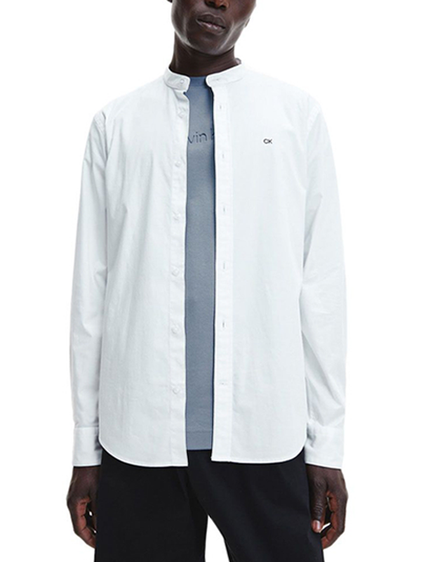 Stretch Poplin Stand Up Collar Bright White / L