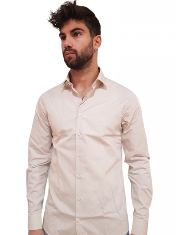 Structure Slim Shirt Stony Beige / 42