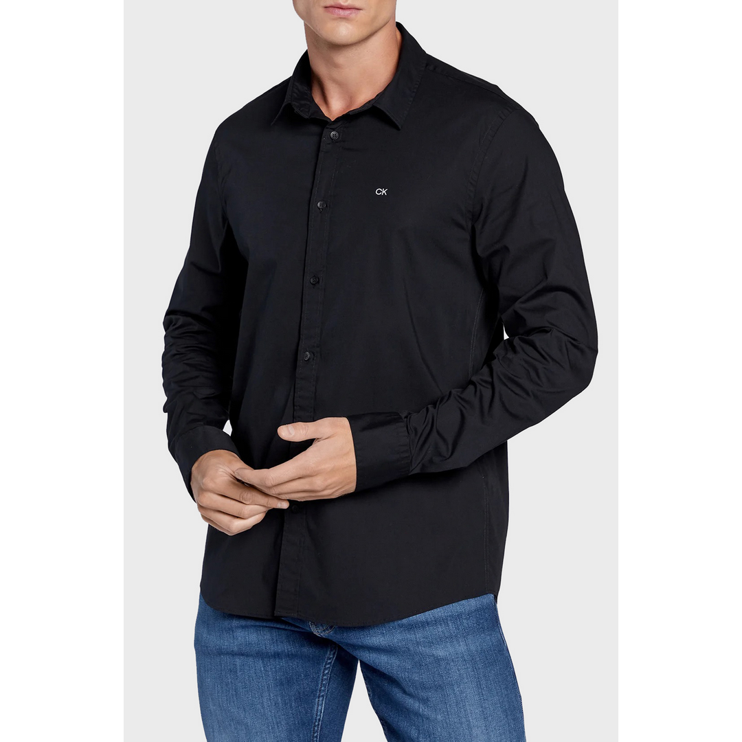 Stretch Poplin Slim Shirt Ck Black / L