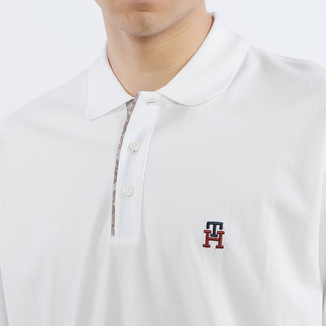 Monogram Placket Archive Polo White / L