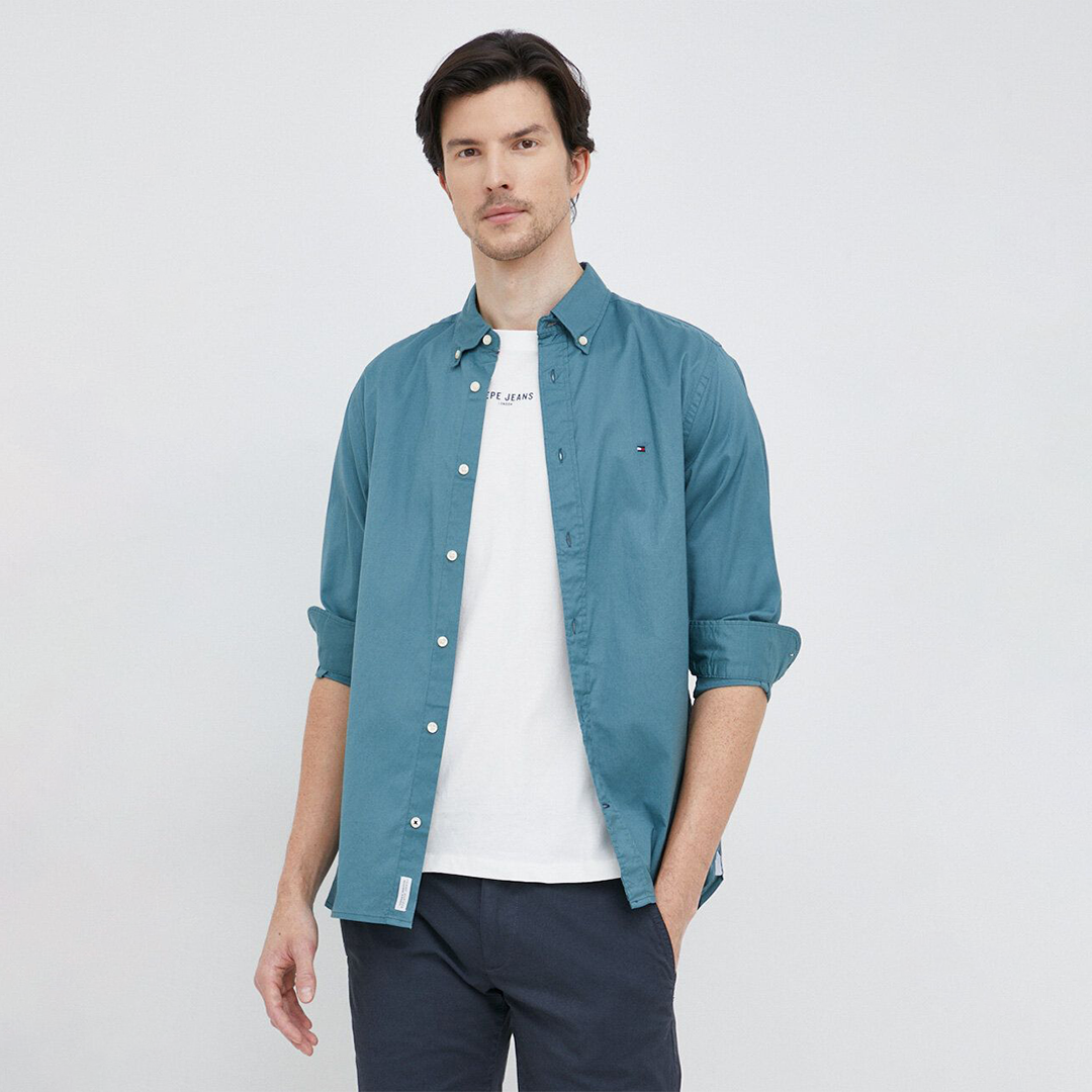 Flex Poplin Rf Shirt Frosted Green / L