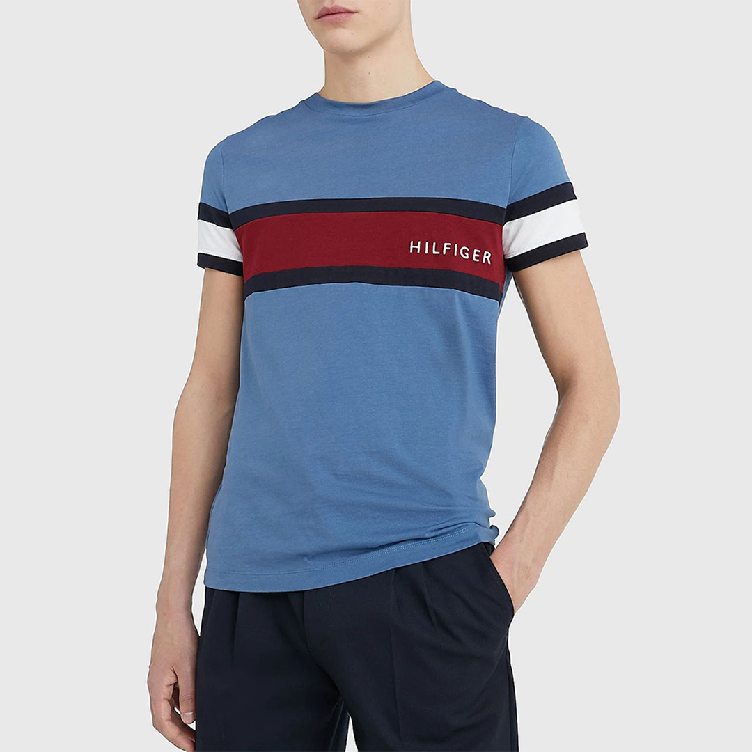 Colorblock Placement Tee Blue Coast / L