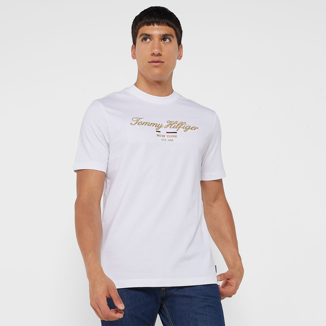 Im Icon Script Gold Embro Tee White / L