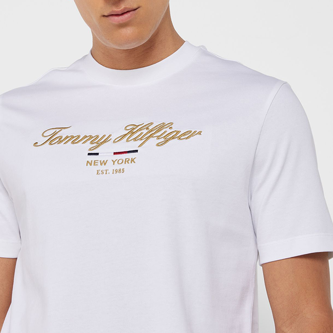 Im Icon Script Gold Embro Tee White / L