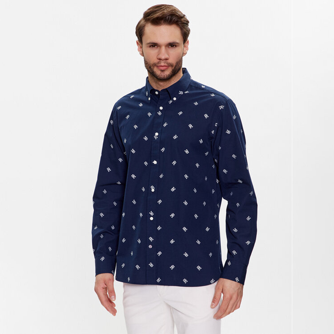 Paced Out Monogram Rf Shirt Carbon Navy / Ecru / L