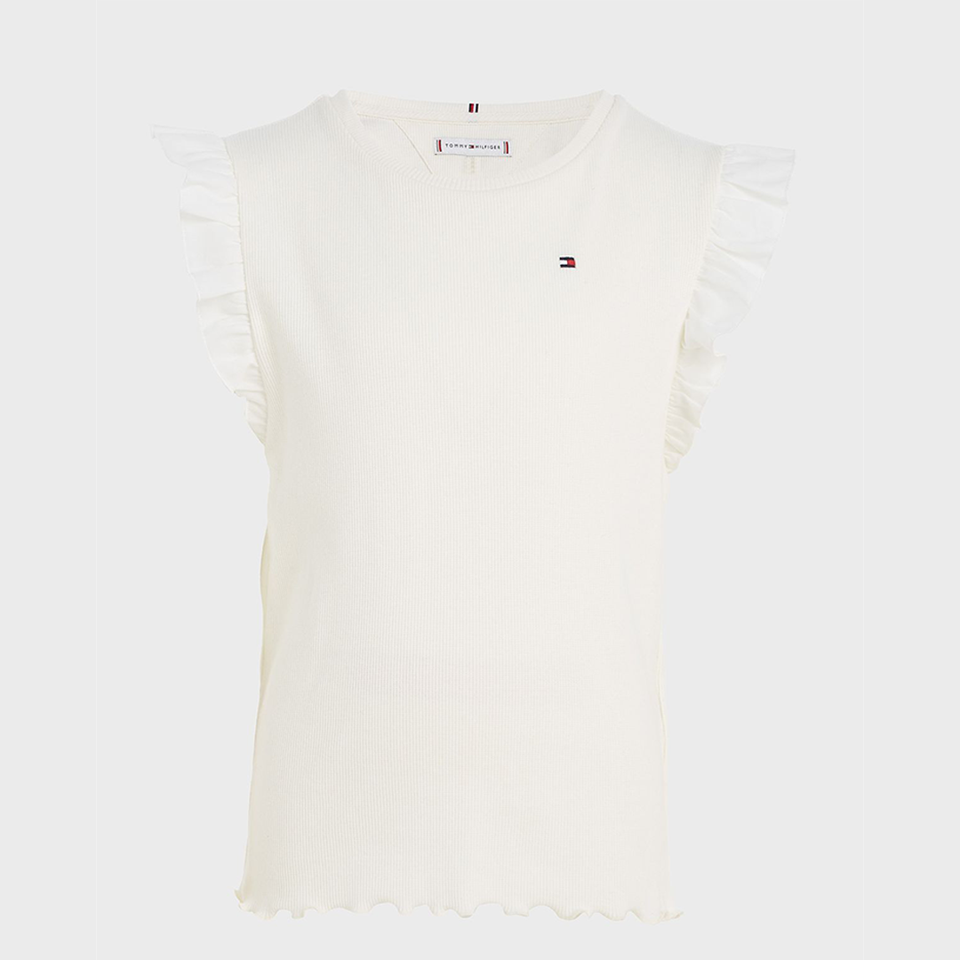 Ruffle Rib Top White / 10