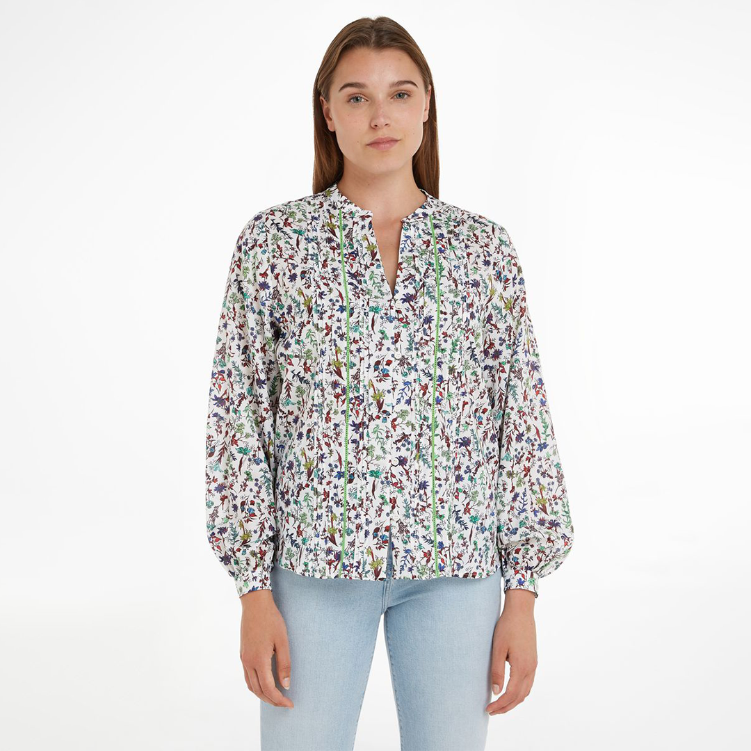 Co Voile Floral V-Nk Shirt Coastal Floral Ditsy/ Spring Lime / 42