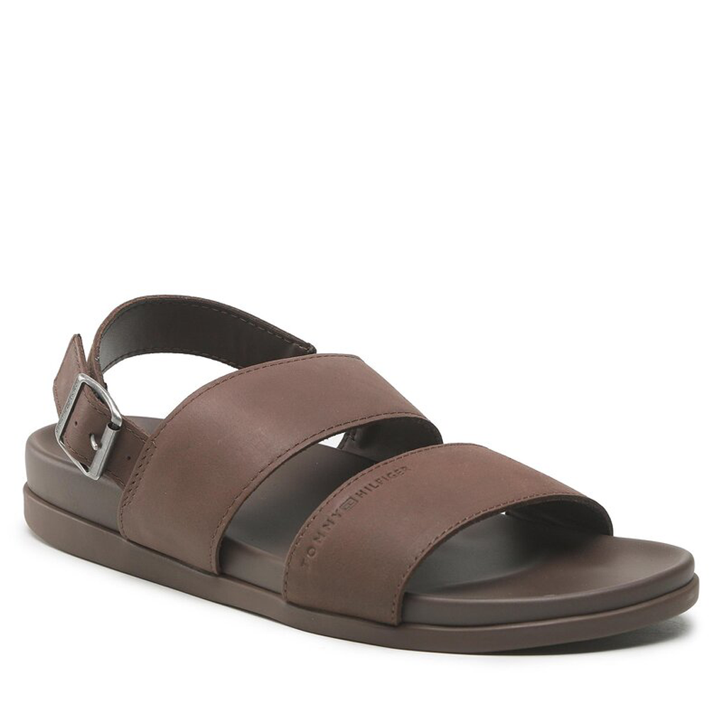 Hilfiger Premium Leather Sandal Dark Chestnut / 42