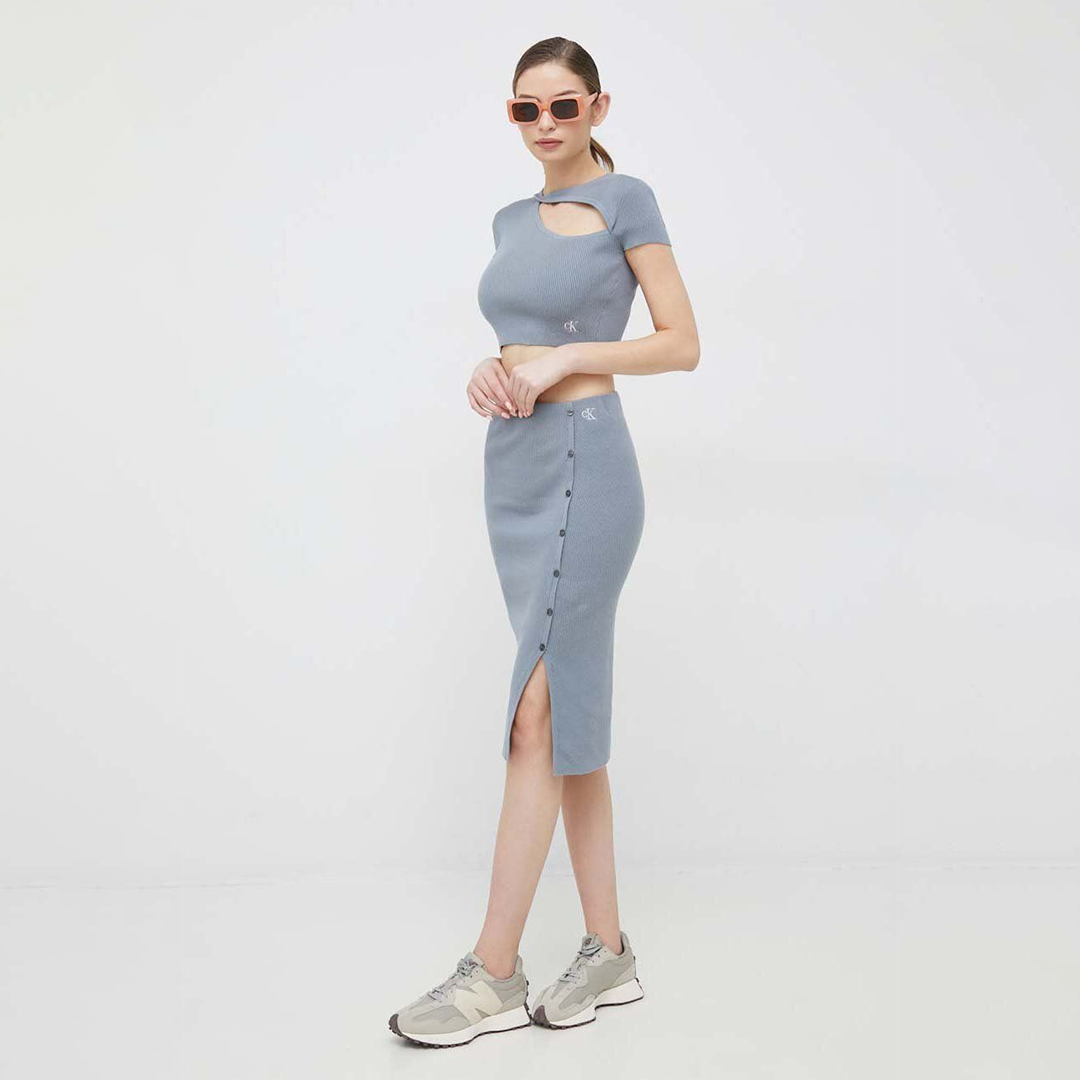 Asym Cut Out Knitted Top Overcast Grey / L