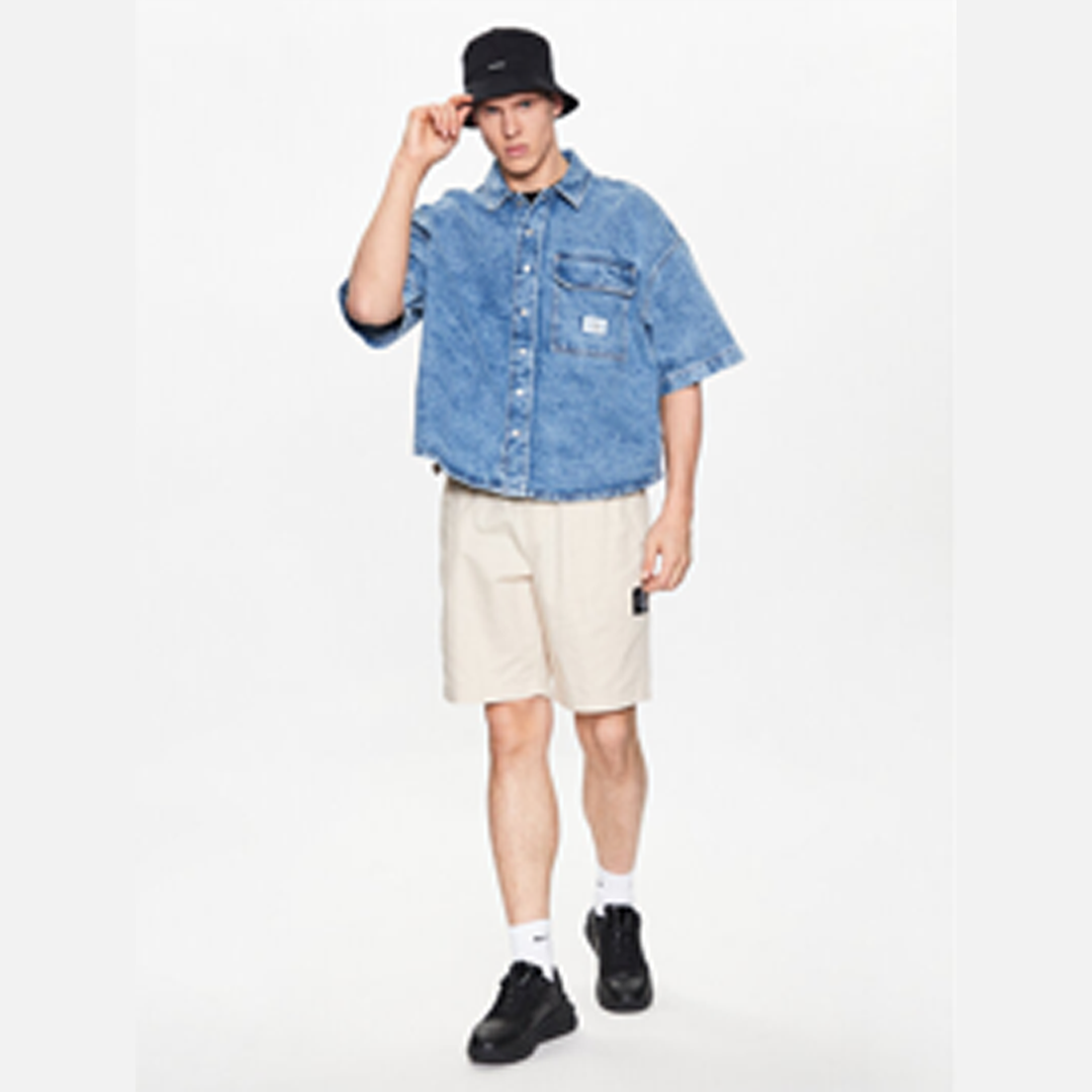 Oversized Short Sleeve Shirt Denim Medium / L