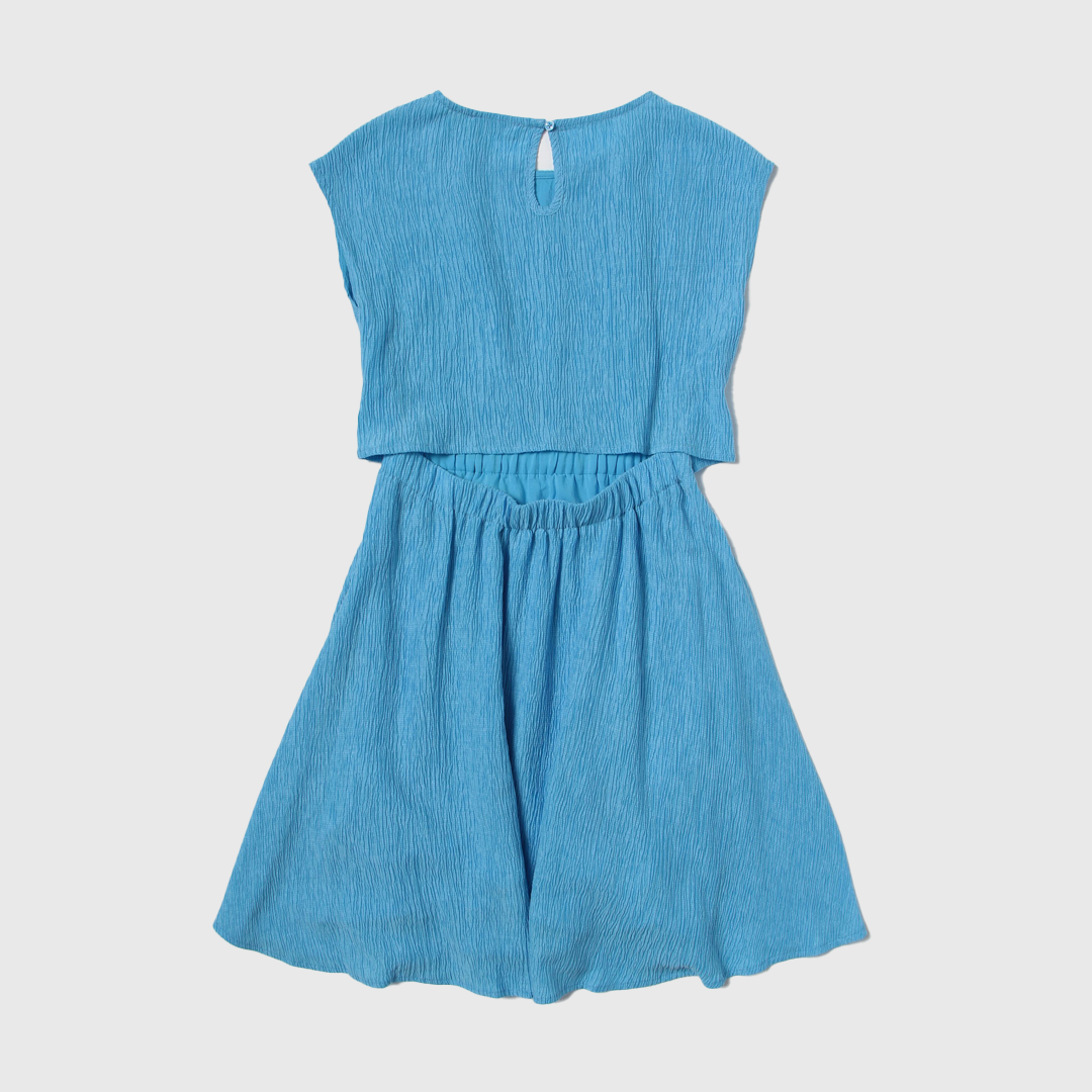 Crinkle Ss Fit Flare Dress Blue Crush / 10