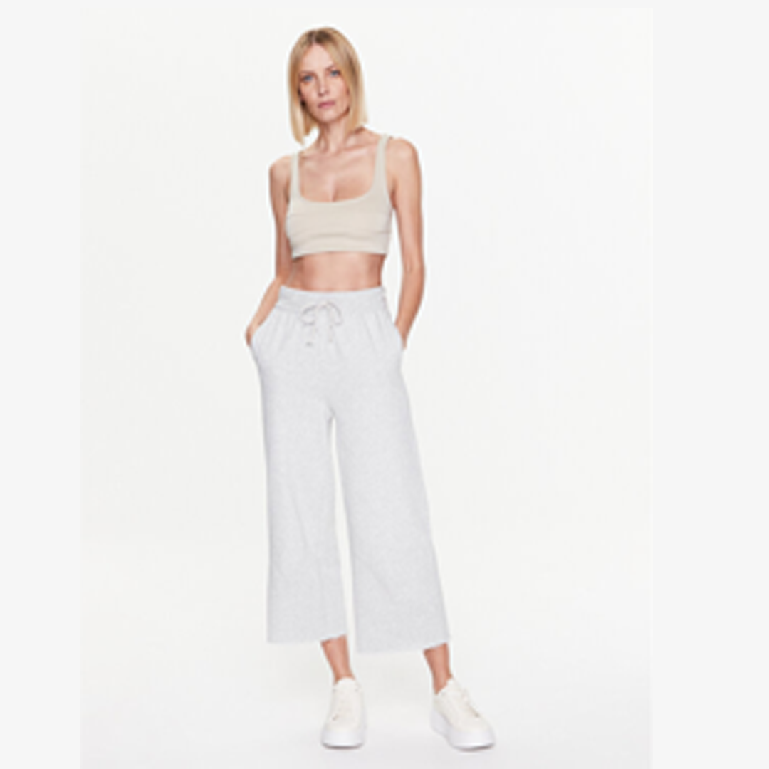 Pw - Wide Leg Cropped Knit Pants Athletic Grey Heather / L