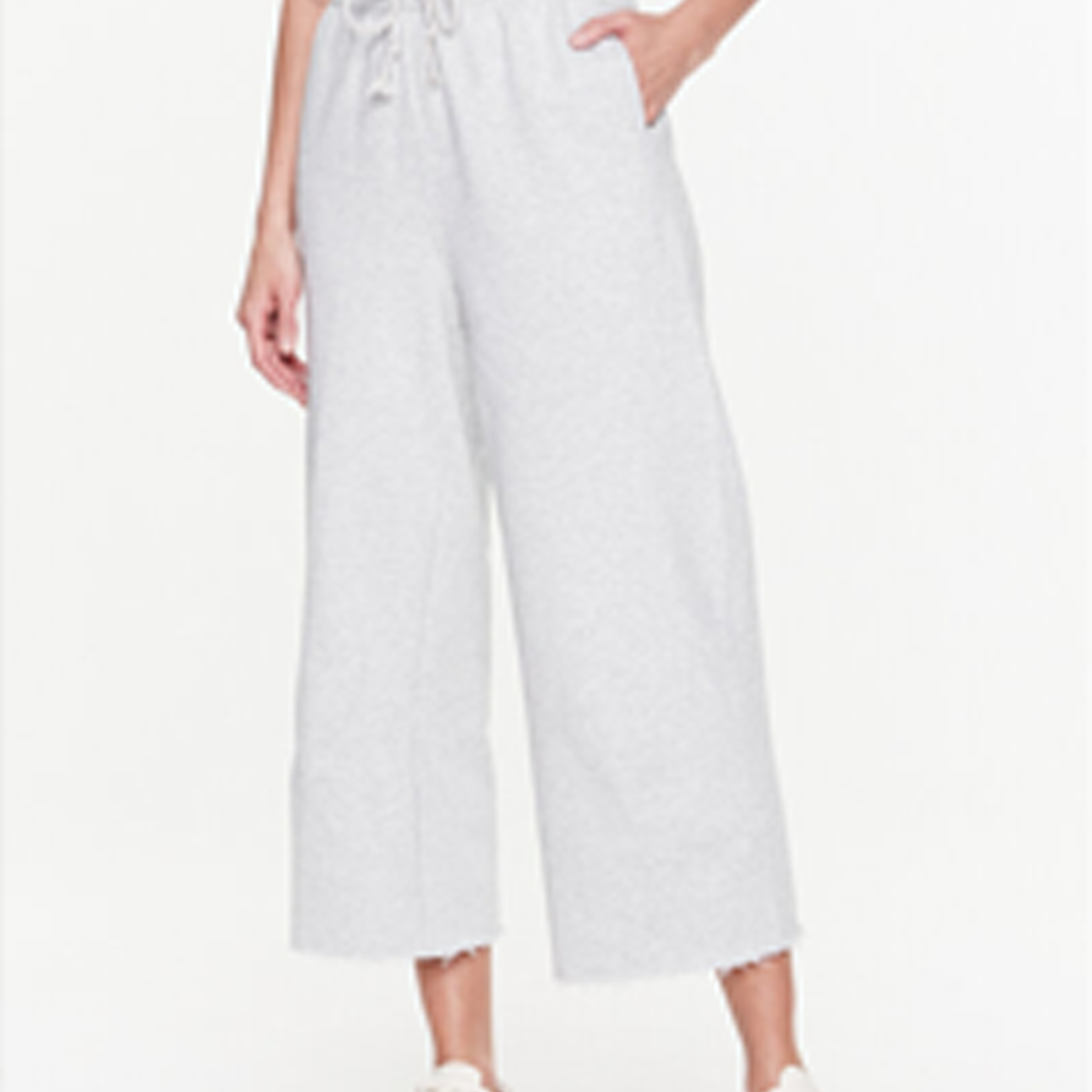 Pw - Wide Leg Cropped Knit Pants Athletic Grey Heather / L