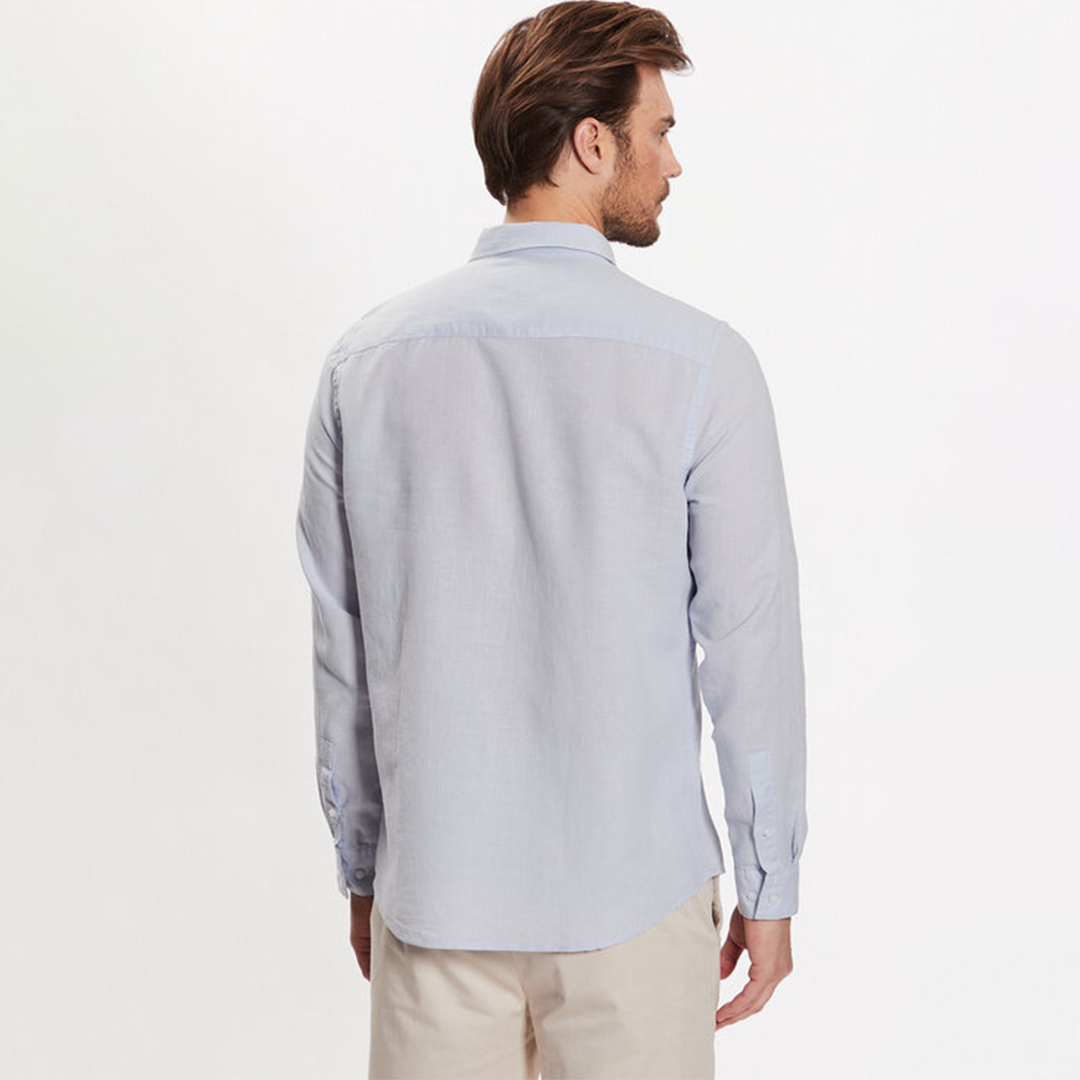 Linen Cotton Regular Shirt Light Blue / L