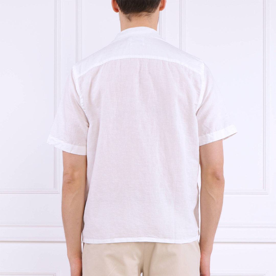 Linen Cotton Cuban S/S Shirt Bright White / L