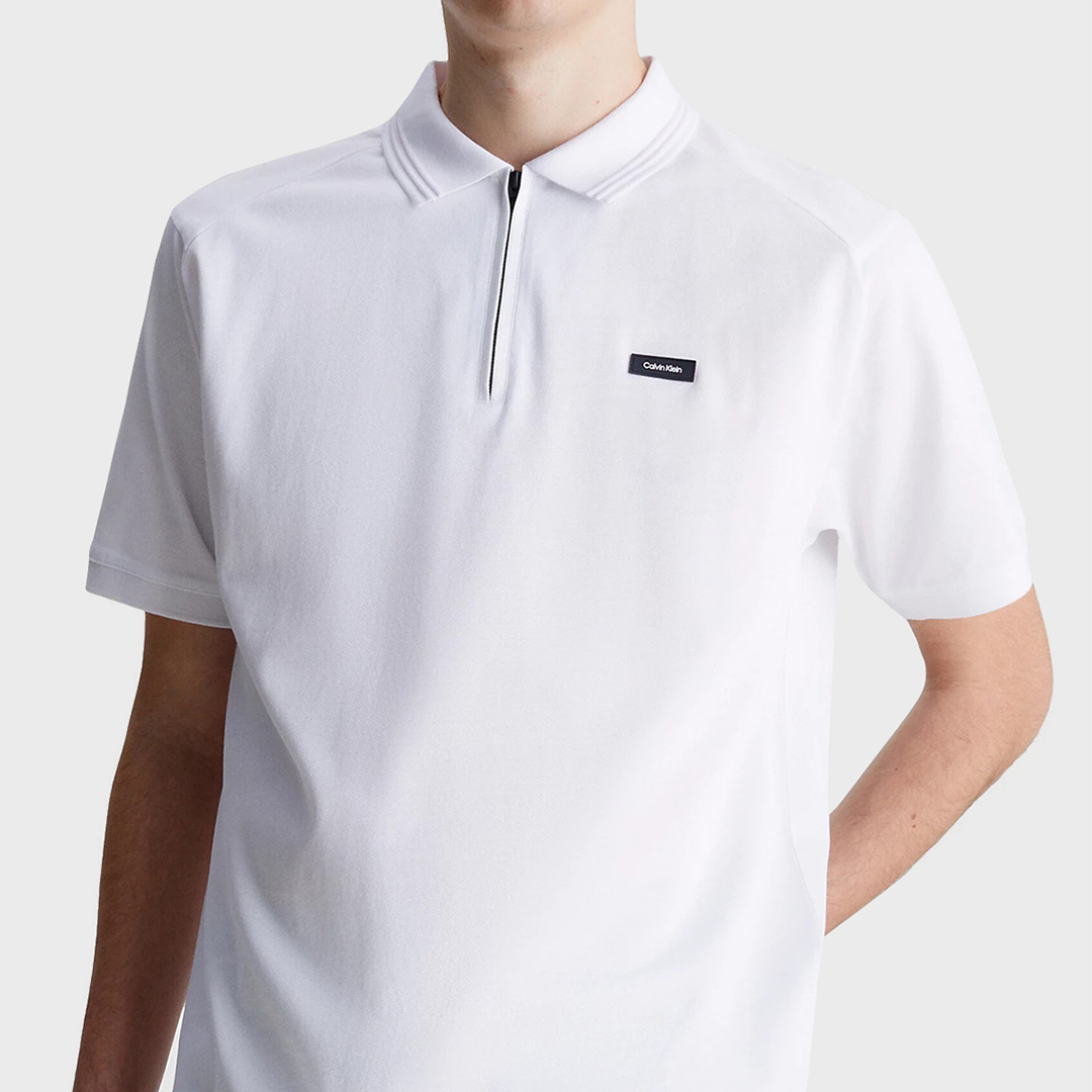 Tech Pique Zip Polo Bright White / L